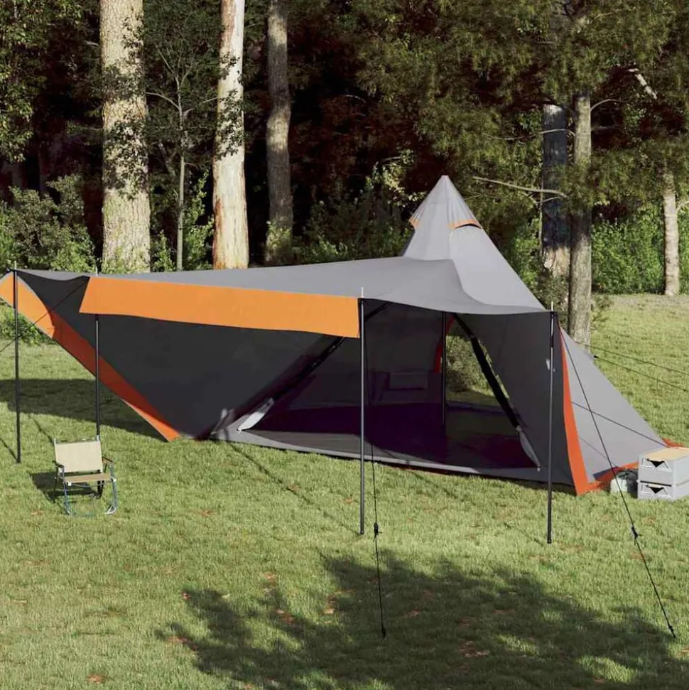 vidaXL Tipitent 8-persoons waterdicht grijs en oranje