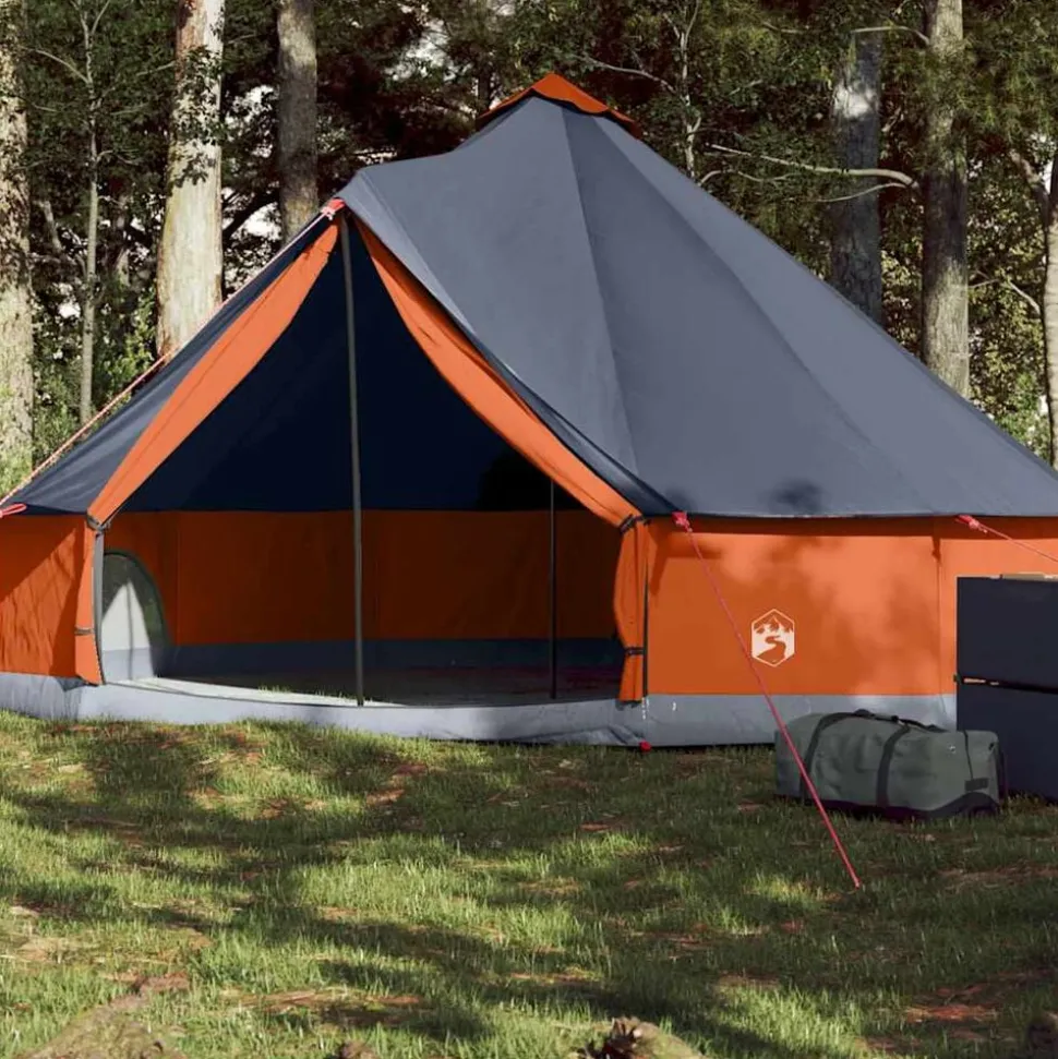 vidaXL Tipitent 6-persoons waterdicht grijs en oranje