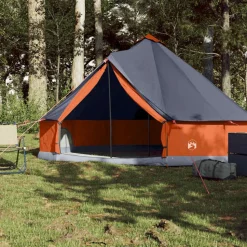 vidaXL Tipitent 6-persoons waterdicht grijs en oranje