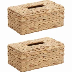 vidaXL Tissueboxhoezen 2 pcs Waterhyacint 27.5 x 16.5 x 14 cm Naturel