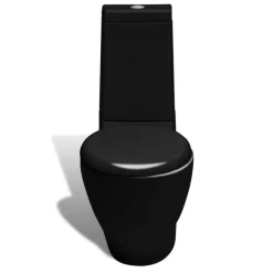 vidaXL Toilet- en bidetset staand keramiek zwart