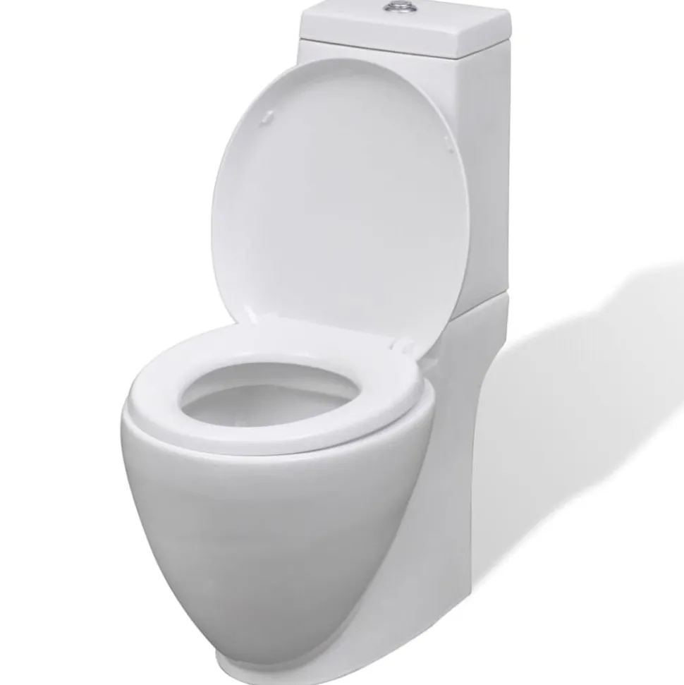 vidaXL Toilet- en bidetset keramiek wit