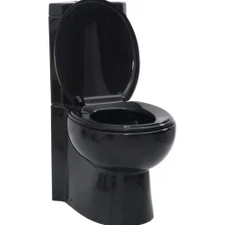 vidaXL Toilet hoekmodel keramisch zwart