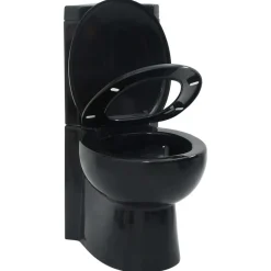 vidaXL Toilet hoekmodel keramisch zwart