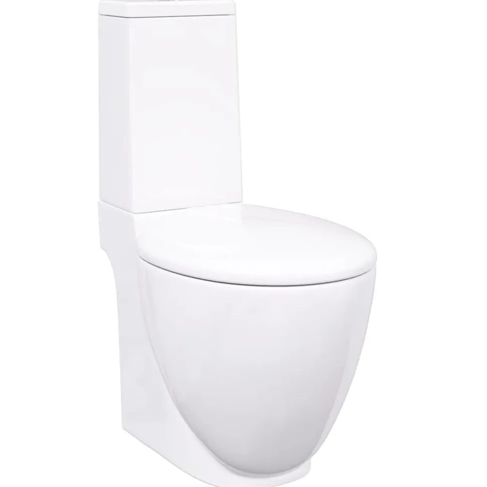 vidaXL Toilet met afvoer achter keramiek wit
