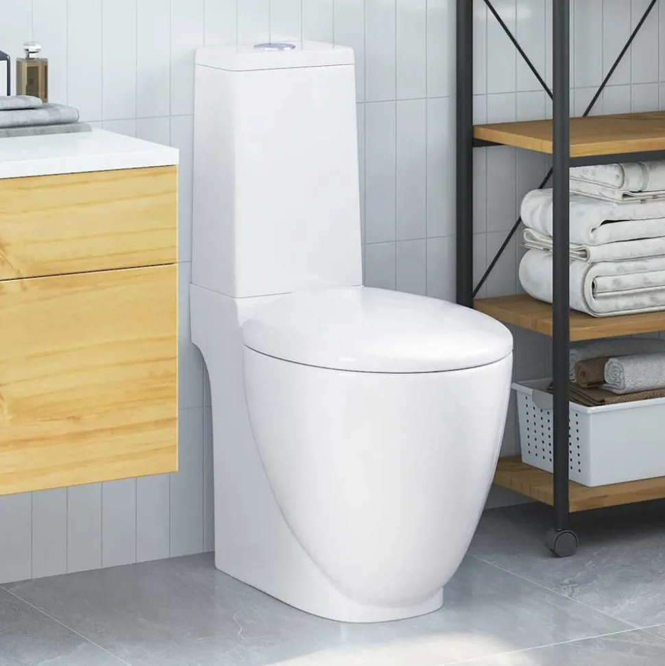 vidaXL Toilet met afvoer achter keramiek wit