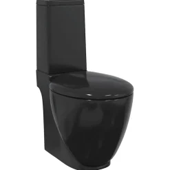 vidaXL Toilet met afvoer achter keramiek zwart