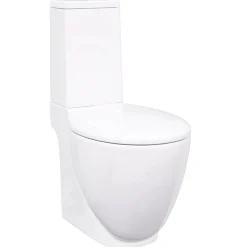 vidaXL Toilet rond afvoer onder keramiek wit