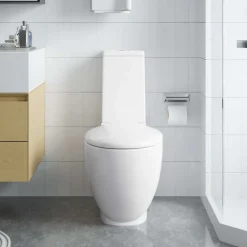 vidaXL Toilet rond afvoer onder keramiek wit