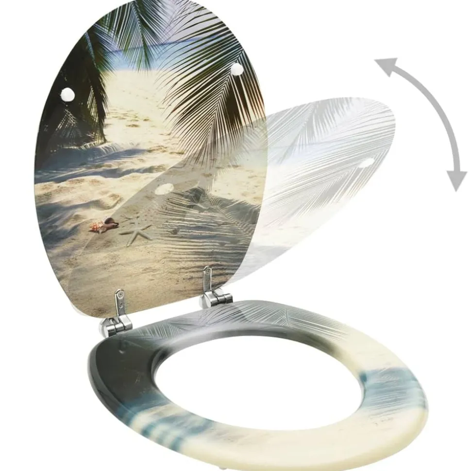 vidaXL Toiletbril met deksel strand MDF