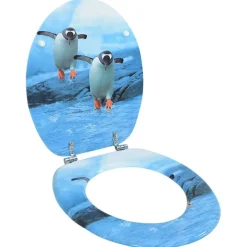 vidaXL Toiletbril met deksel pinguïn MDF
