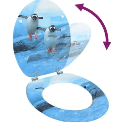 vidaXL Toiletbril met deksel pinguïn MDF