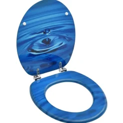 vidaXL Toiletbril met deksel waterdruppel MDF blauw