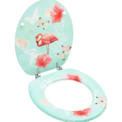 vidaXL Toiletbril met deksel flamingo MDF