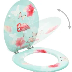 vidaXL Toiletbril met deksel flamingo MDF