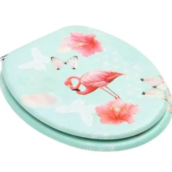 vidaXL Toiletbril met deksel flamingo MDF