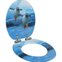vidaXL Toiletbril met soft-close deksel pinguïn MDF