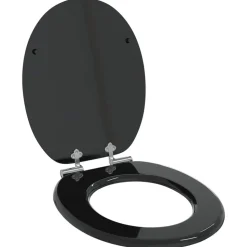 vidaXL Toiletbril met soft-closedeksel 2 st MDF zwart
