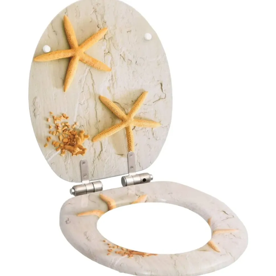 vidaXL Toiletbril met soft-close deksel zeester MDF