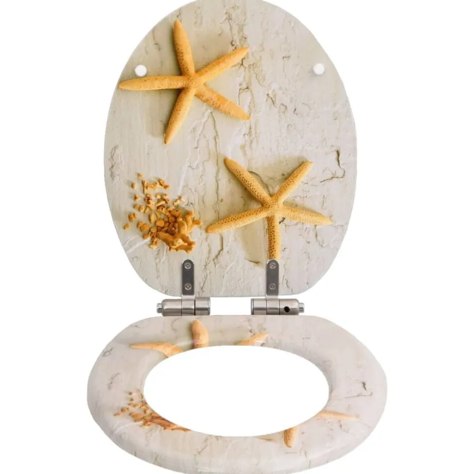 vidaXL Toiletbril met soft-close deksel zeester MDF