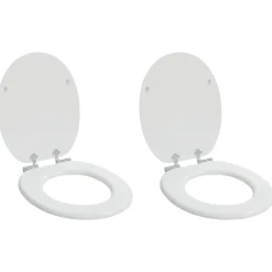 vidaXL Toiletbril met soft-closedeksel 2 st MDF wit