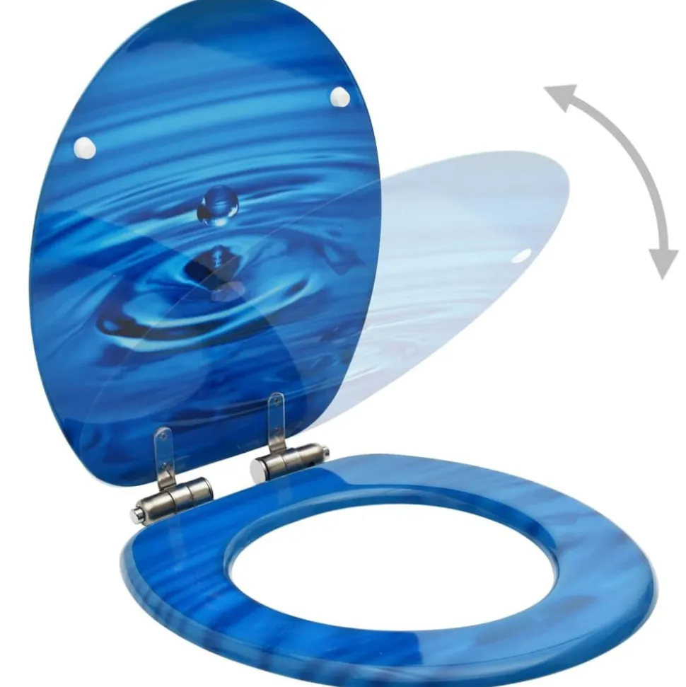 vidaXL Toiletbril met soft-close deksel waterdruppel MDF blauw