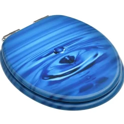 vidaXL Toiletbril met soft-close deksel waterdruppel MDF blauw