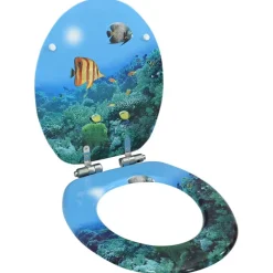 vidaXL Toiletbril met soft-close deksel diepzee MDF