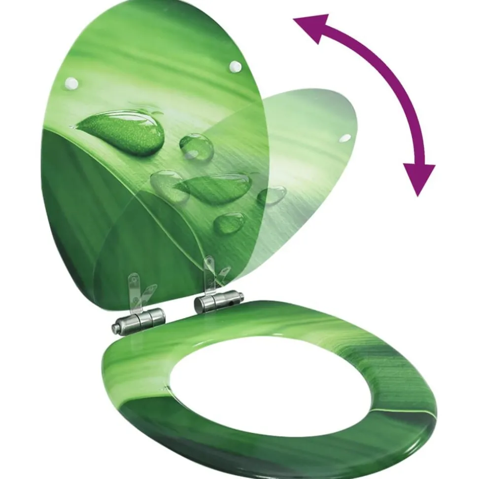 vidaXL Toiletbril met soft-close deksel waterdruppel MDF groen