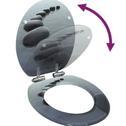 vidaXL Toiletbril met soft-close deksel stenen MDF