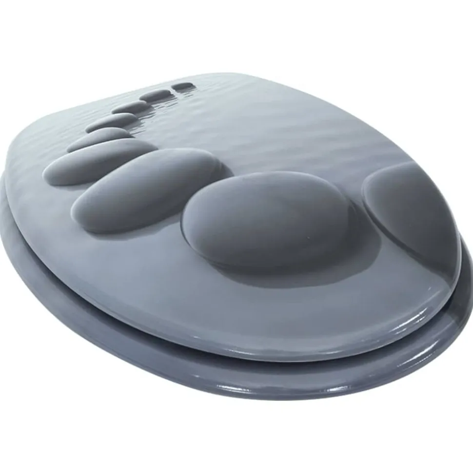 vidaXL Toiletbril met soft-close deksel stenen MDF