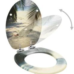vidaXL Toiletbril met soft-close deksel strand MDF
