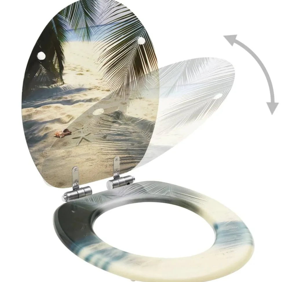 vidaXL Toiletbril met soft-close deksel strand MDF