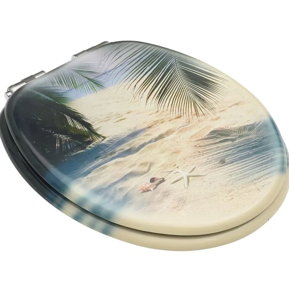 vidaXL Toiletbril met soft-close deksel strand MDF