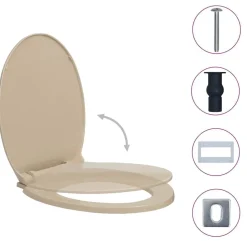 vidaXL Toiletbril soft-close en quick-release ovaal beige