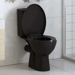 vidaXL Toiletbril soft-close met quick-release ontwerp zwart