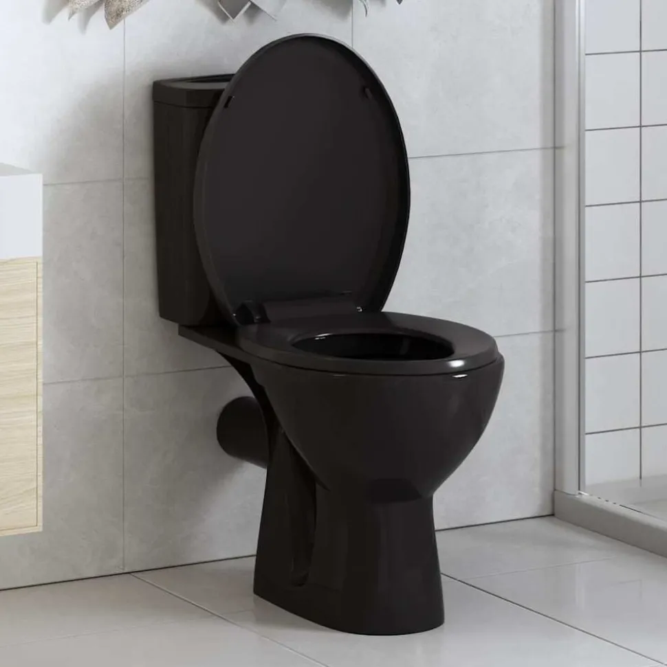 vidaXL Toiletbril soft-close met quick-release ontwerp zwart