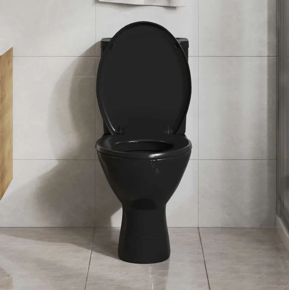 vidaXL Toiletbril soft-close met quick-release ontwerp zwart