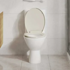 vidaXL Toiletbril soft-close ovaal abrikooskleurig