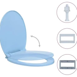 vidaXL Toiletbril soft-close ovaal blauw