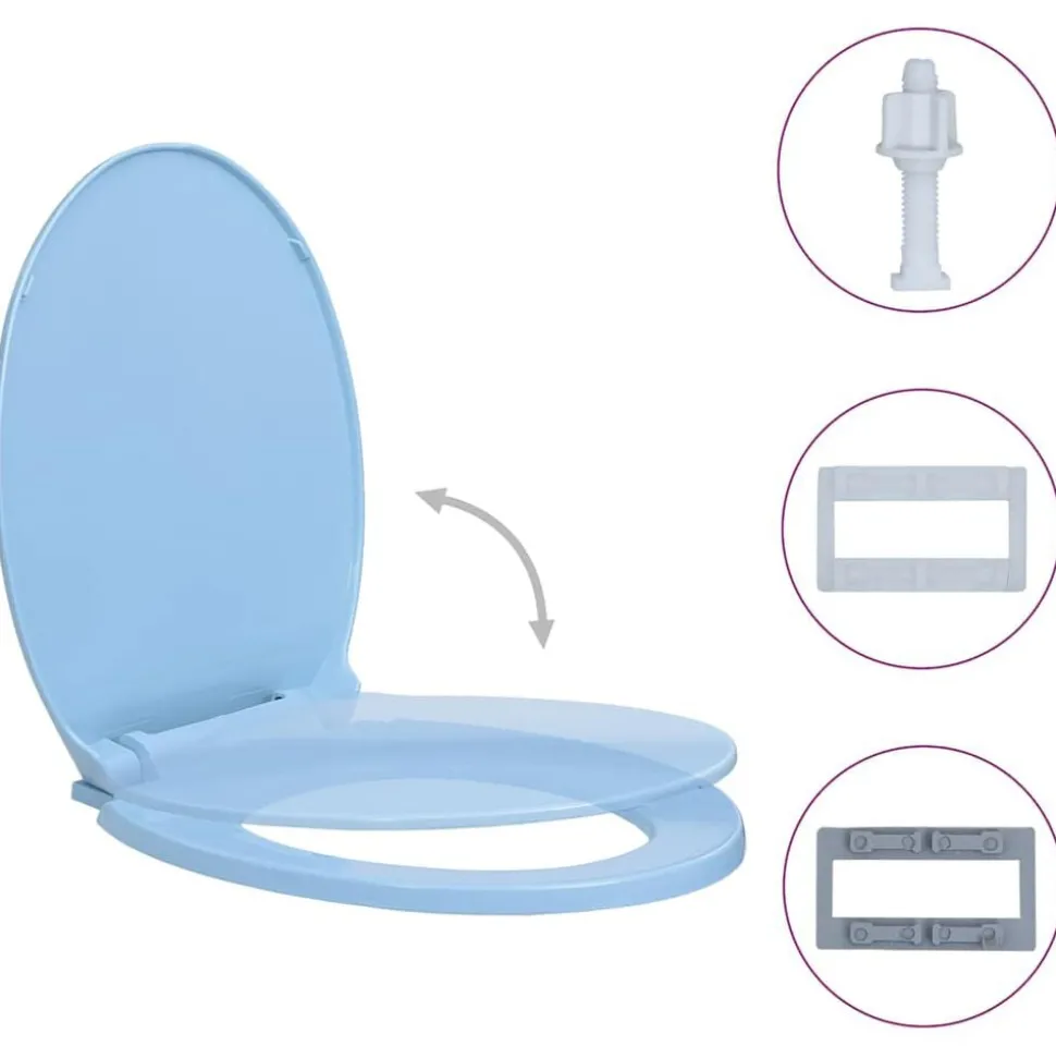 vidaXL Toiletbril soft-close ovaal blauw