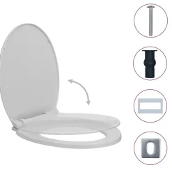 vidaXL Toiletbril soft-close en quick-release ovaal lichtgrijs