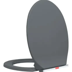 vidaXL Toiletbril soft-close en quick-release ovaal grijs