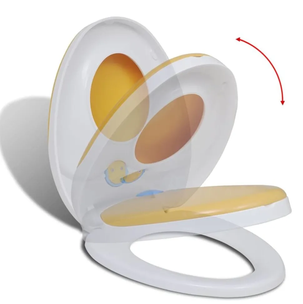 vidaXL Toiletbril voor volwassenen/kinderen soft-close wit en geel