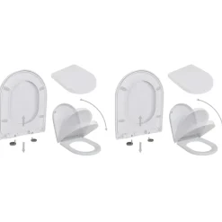 vidaXL Toiletbrillen met soft-close deksels 2 st kunststof wit