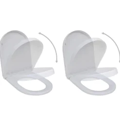 vidaXL Toiletbrillen met soft-close deksels 2 st kunststof wit