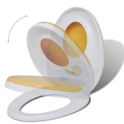 vidaXL Toiletbrillen met soft-close deksels 2 st kunststof wit en geel