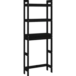 vidaXL Toiletrek 63x26x171 cm massief grenenhout zwart