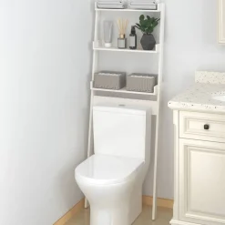 vidaXL Toiletrek 63,5x32x179 cm massief grenenhout wit