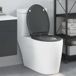vidaXL Toiletzitting Antraciet 47 x 37,5 x 3,8 cm Duroplast